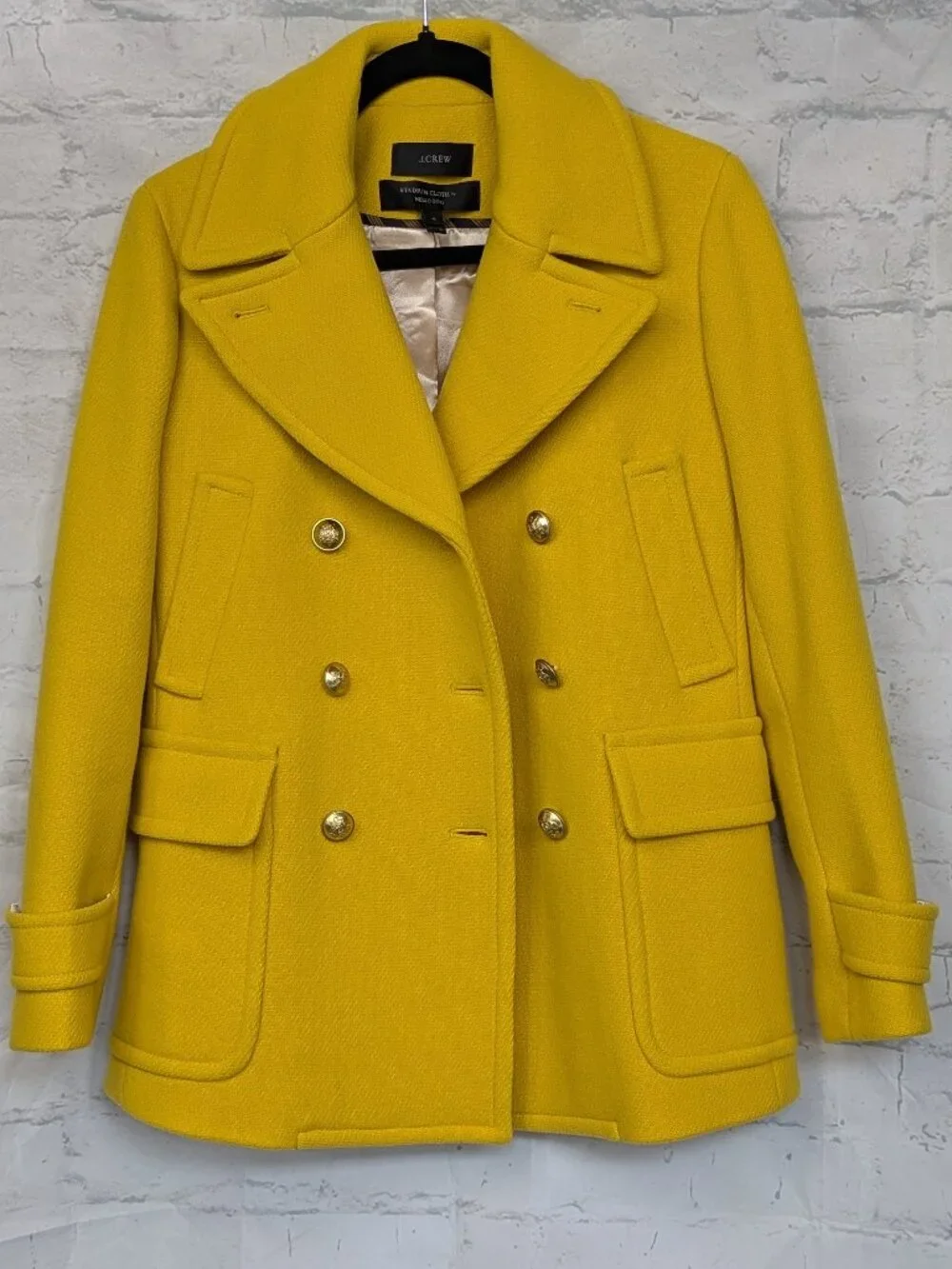 J.Crew Majesty Peacoat Italian Stadium-Cloth Wool Yellow Size 4